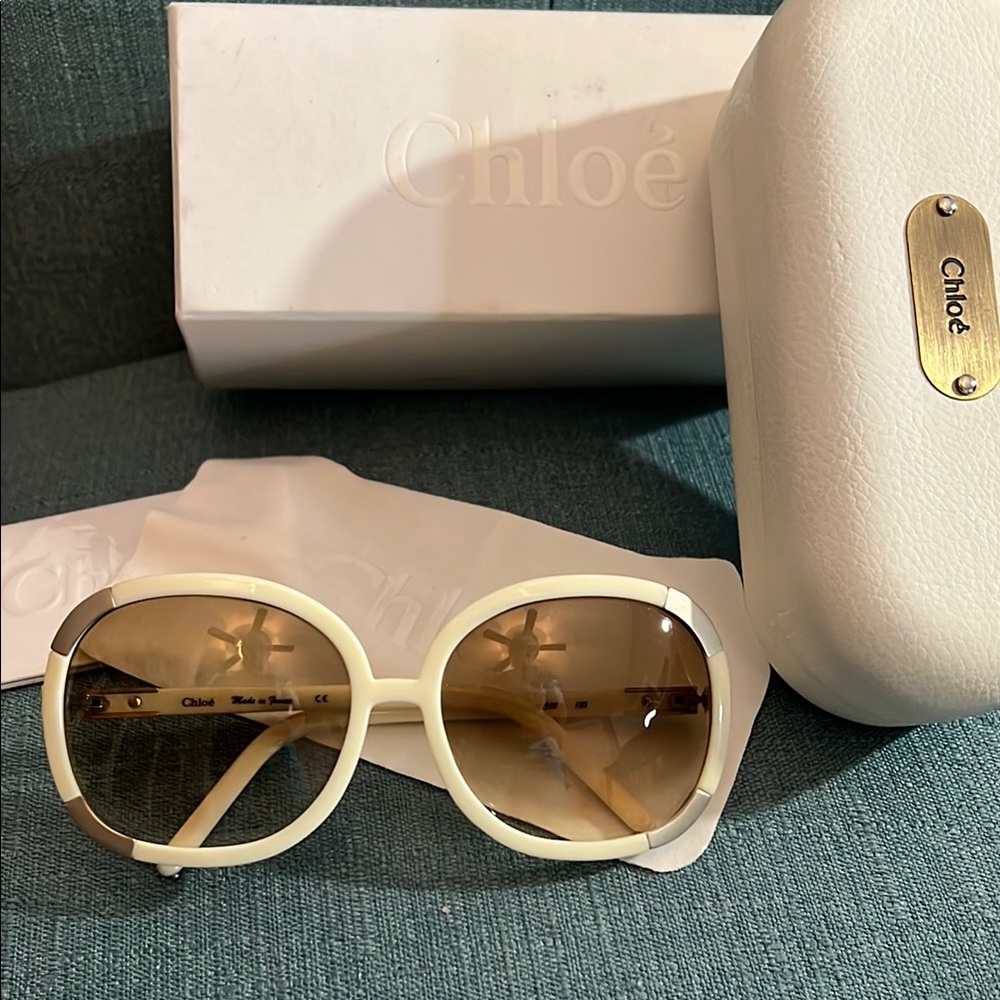 Chloe Cream Sunglasses Full Inclusion NWT